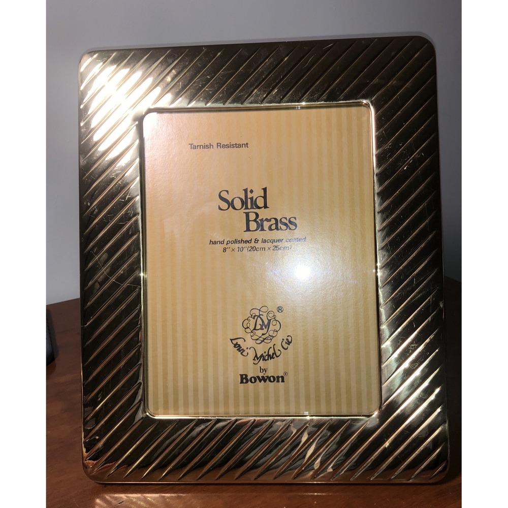 Vintage Loui Michel Cie Solid Brass Hand Polished‎ 8x10 Lacquer Coated Frame